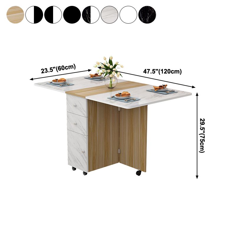 Manufactured Wood Mid-Century Modern Table Rectangle Wood Top Table with Drop Leaf