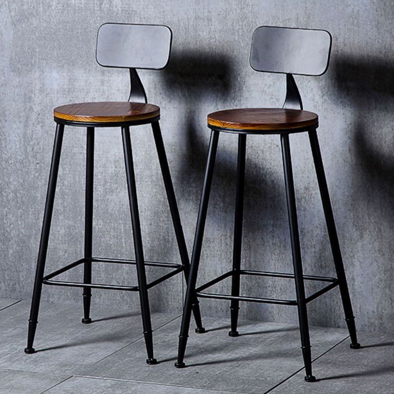 Contemporary Metal Dining Stools Round Bar Stools with Footrest
