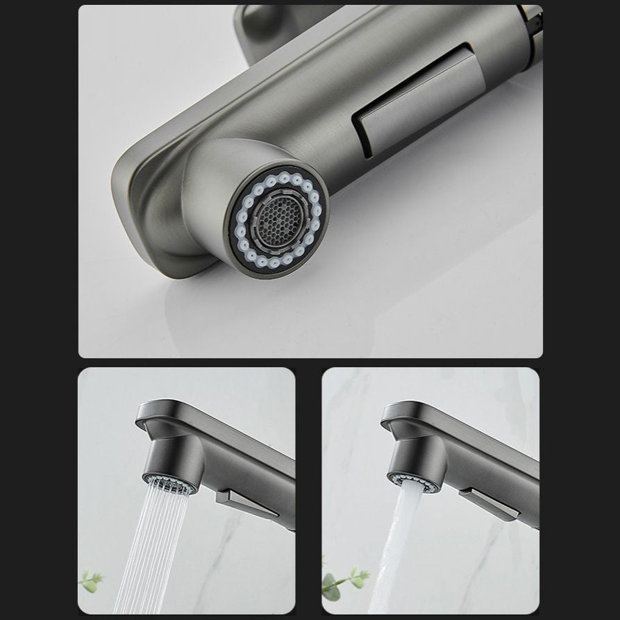 Modern Brass Sink Faucet Centerset Bathroom Faucet with Water Hose