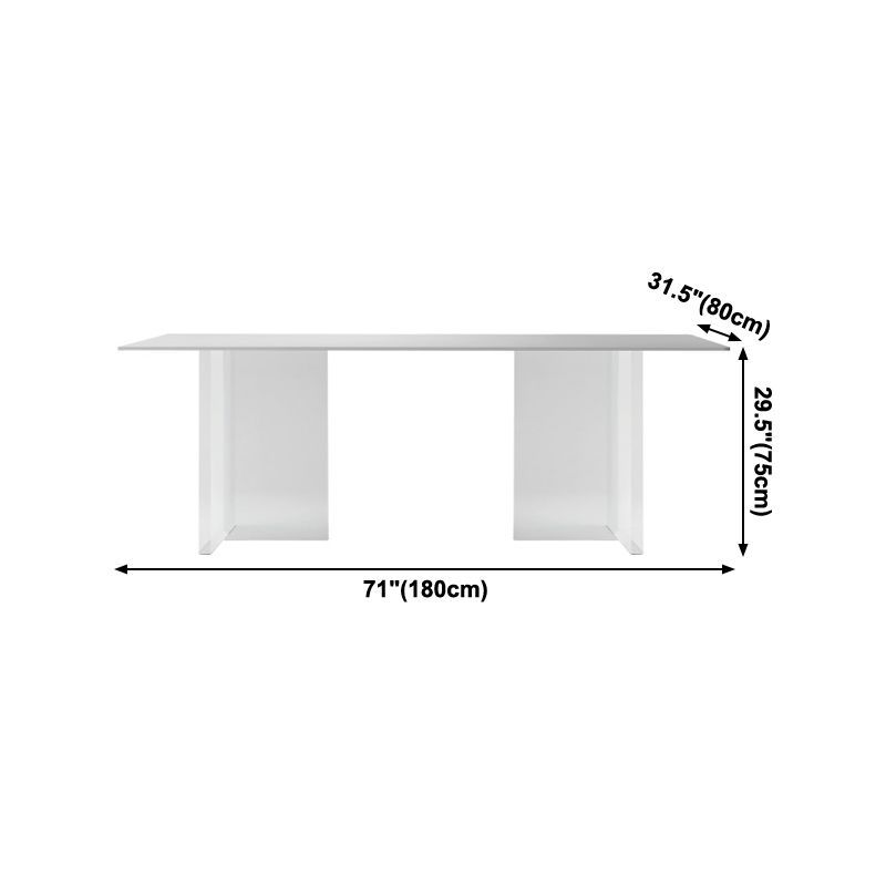 Modern White Dining Table Rectangle Sintered Stone Dining Table with Acrylic Base for Kitchen