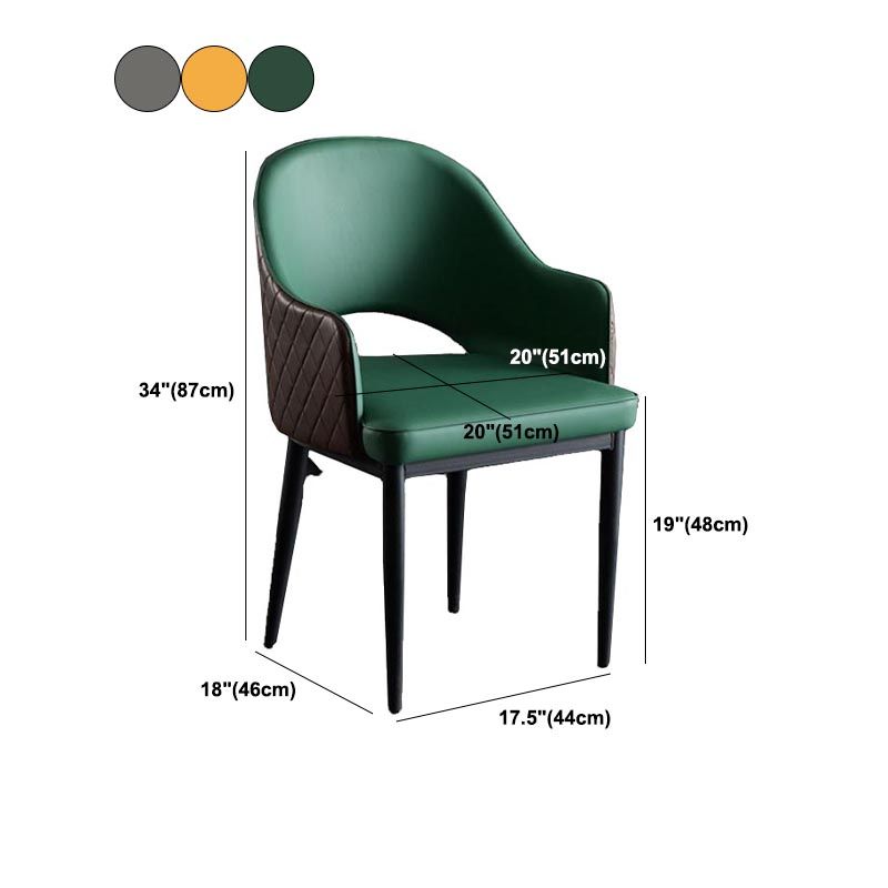 Glam Faux Leather Dining Chair Open Back Dining Side Furniture in Matte Finish for Indoor