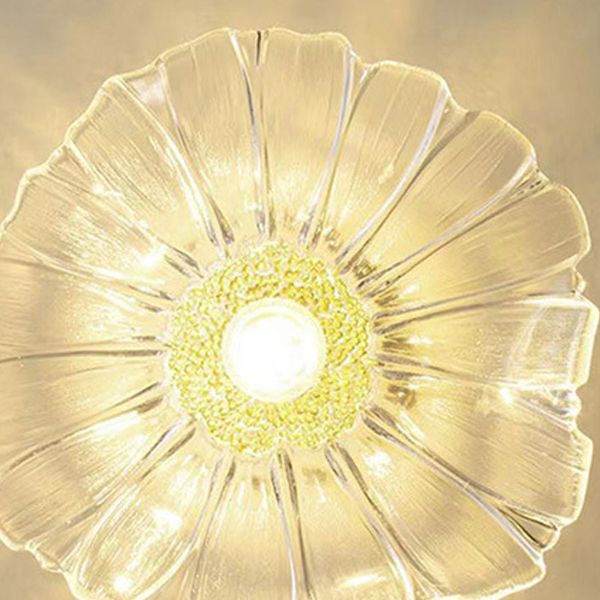 Flower Shape Flush Mount Modern Style Glass 1 Light Flush Ceiling Light in Clear /Green