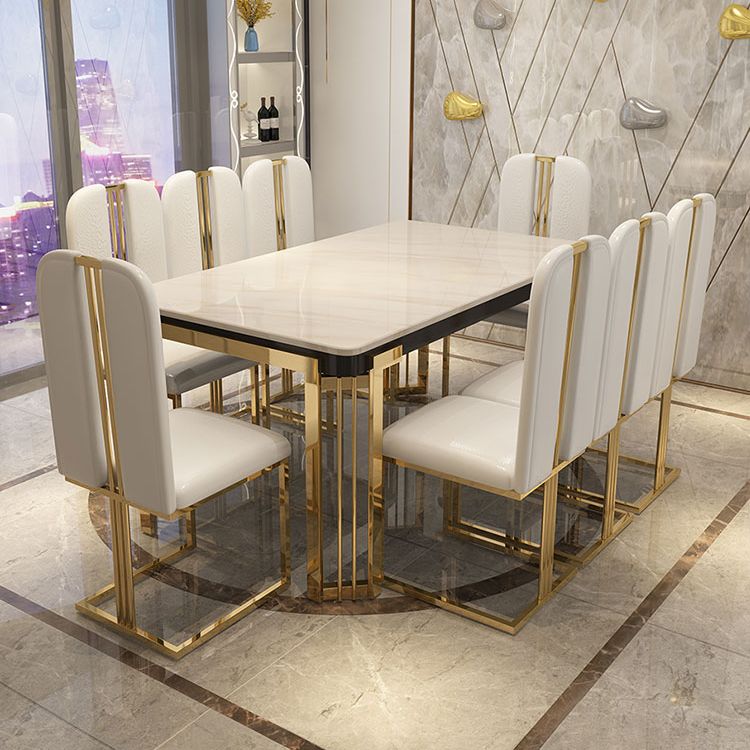 Metall traditionelles Luxus -Rechteck -Innentisch Sintered Stone Tisch mit Beinen
