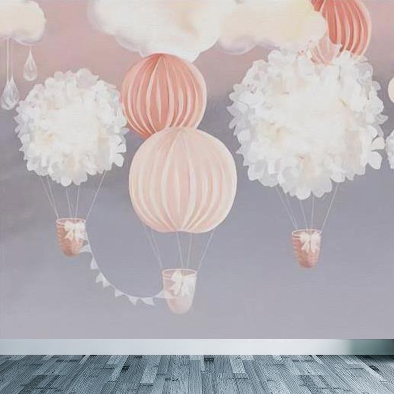 Balloon and Cloud Print Mural Cartoon Washable Baby Room Wall Covering, Made to Measure