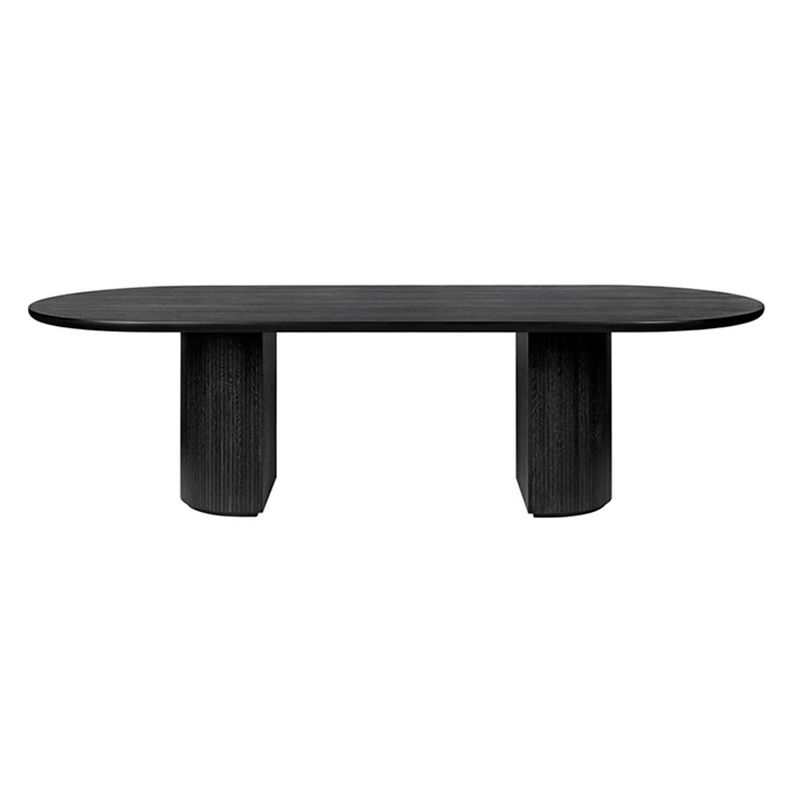 Table ovale contemporaine en bois massif table en bois noir pour salle à manger