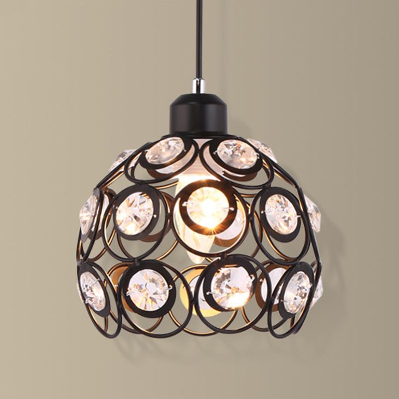 7 "ancho de estilo contemporáneo Mini lámpara colgante marco de metal con accesorios de iluminación con cuentas de cristal luces colgantes