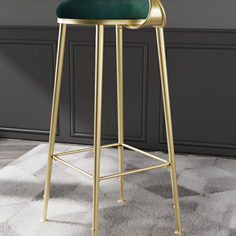 Scandinavian Style Counter Stool Upholstered Round Bar Stool with Footrest