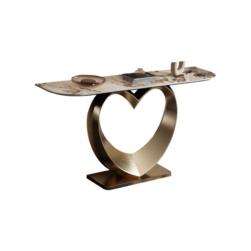 Half Moon Shape Contemporary Console Table Gold Stone Console Sofa Table