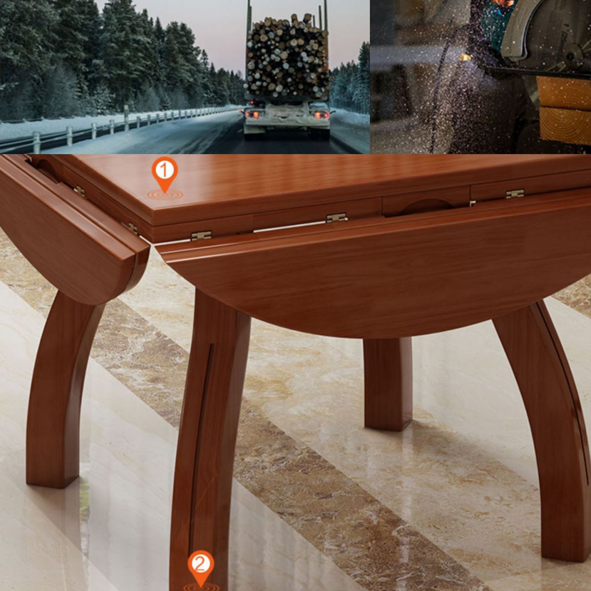 Solid Wood Dining Table Extendable Dining Table for Dining Room