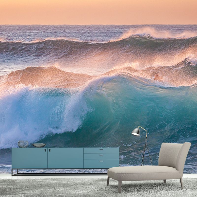 Photography Stain Resistant Wall Mural Wallpaper Sea Wave Sitting Room Wall Mural