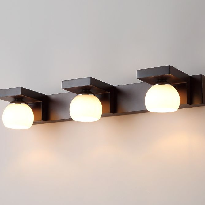 Walnut Brown Mirror Cabinet Wall Sconce Down Lighting Vanity Fixtures for Bathroom