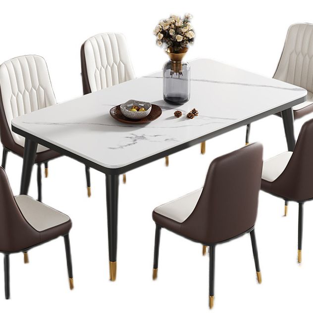 Minimalist Sintered Stone Top Kitchen Dining Table Rectangle Shape Dining Table with 4 Legs Base
