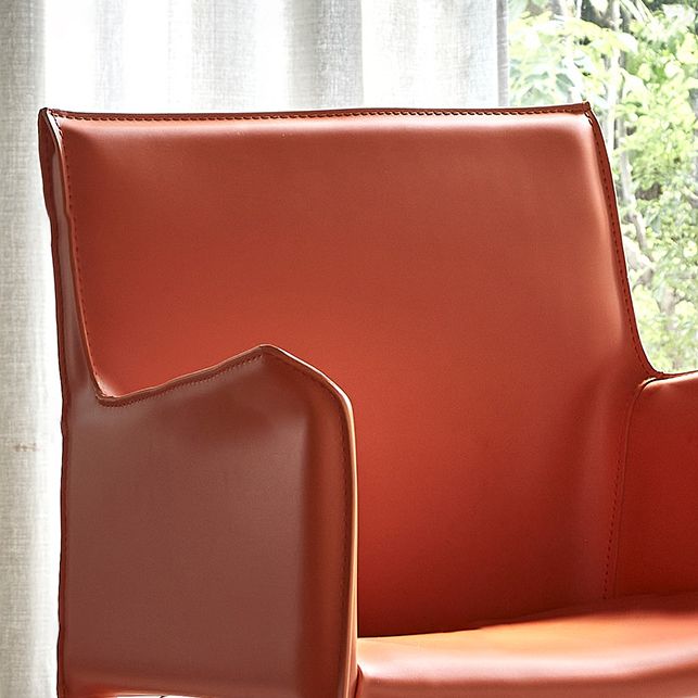 Fauteuil de maison en cuir de Style design, finition mate, chaise de salle à manger simple à dossier solide