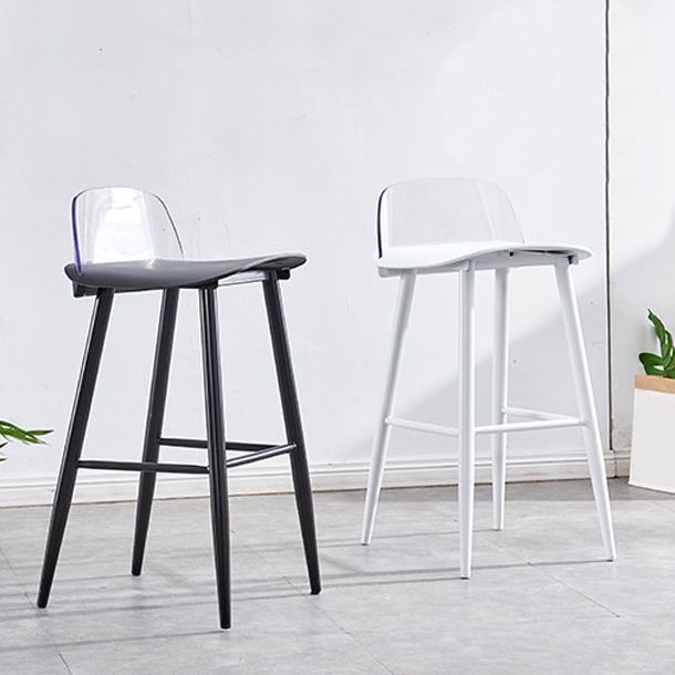 Indoor Glam Low Back Bar Stool Armless Metal and Plastic Bar Stool