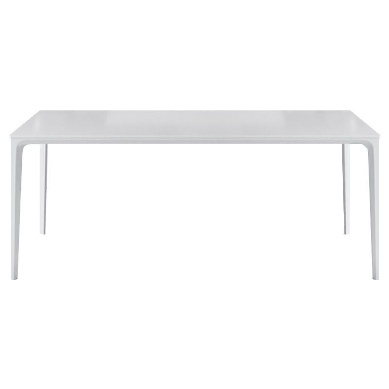 Metal Contemporary Rectangular Table White Sintered Stone Dining Table with 4 Legs