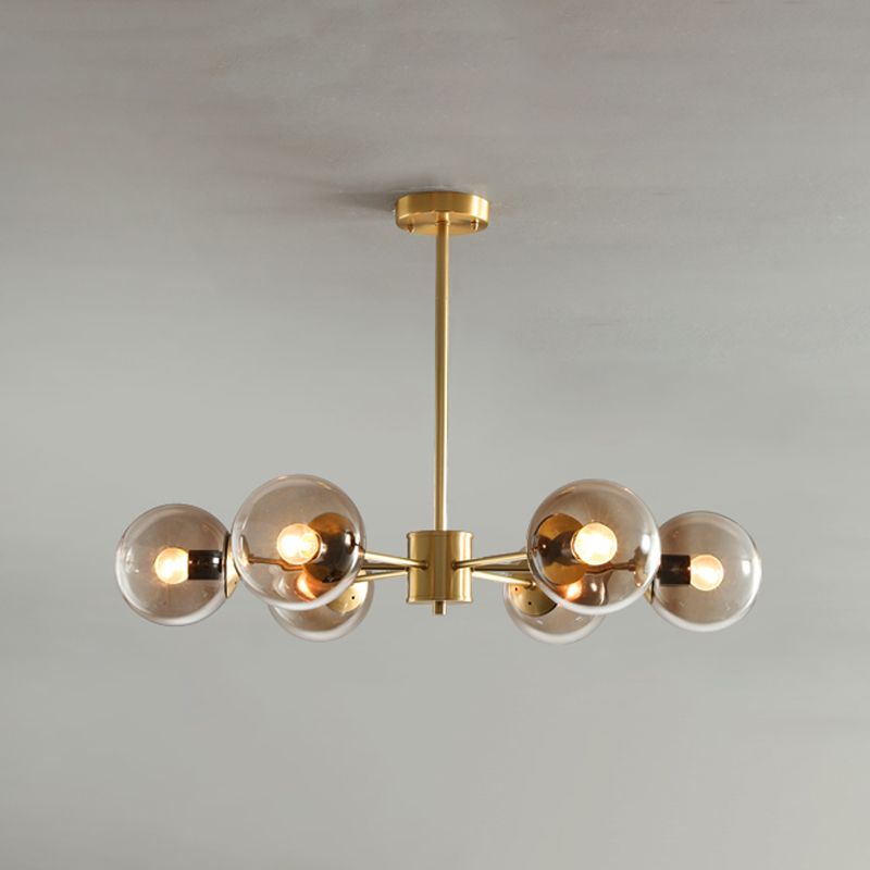 Modern Globe Chandelier Light Fixtures Multi-Head Suspension Pendant Lamps with Glass Shade