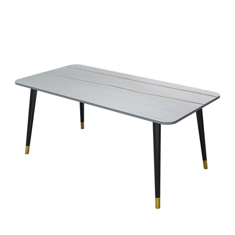 Glam Stone Rectangle Dining Table Matte Finish Home Table with 4 Legs