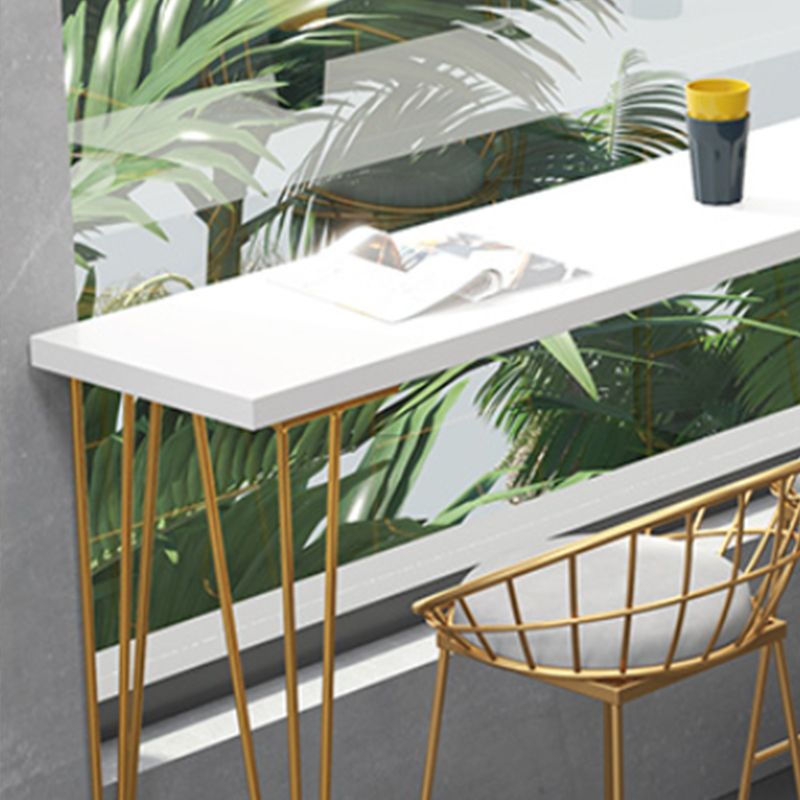 Glam Style Rectangle Bar Table Wood Bar Height Table with 4 Legs