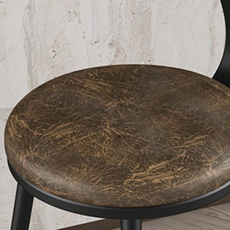 Modern Backrest Armless Counter Stool Iron Bar Stool with Leather Cushion for Dining Room