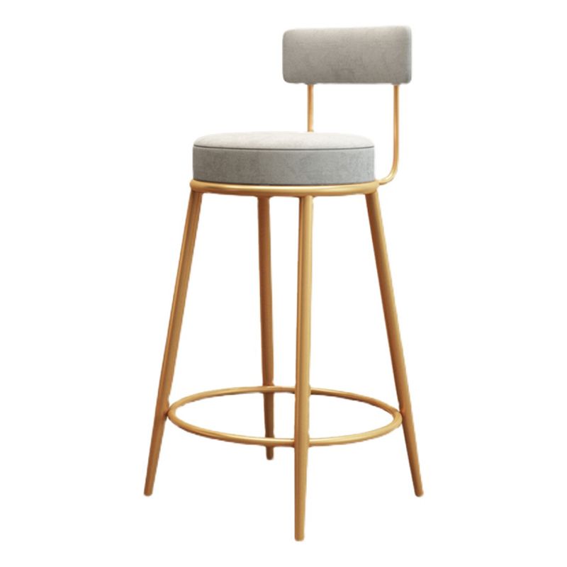 Tabouret de barre de pied rond glamour Velvet Low Back Back Intérieur Counter avec des jambes dorées