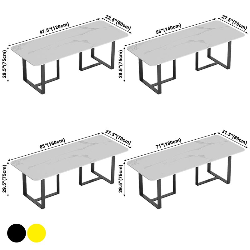 Sintered Stone White Dining Table Luxury Double Pedestal Table for Dining Room