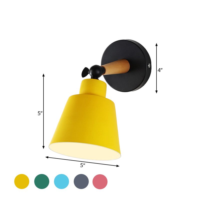 Macaron Loft Bucket Sconce Light Rotatable One Head Metal Wall Lamp for Restaurant Hotel