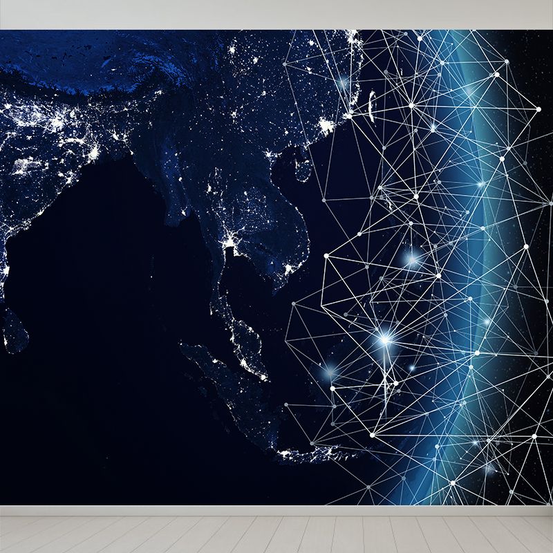 Modern Abstract Mural Decal Dark Color Water Resistant Wall Covering for Bathroom