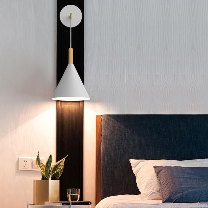 Macaron Style Wall Lamp Metal 1 Light Sconce Light for Bedroom