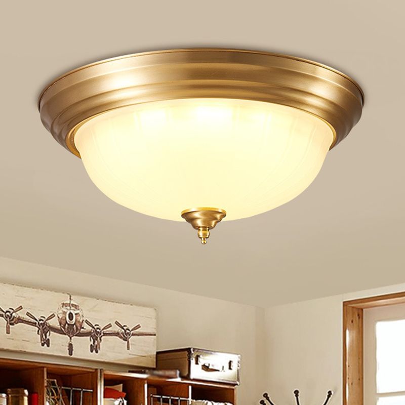 Bowl Handblown Glass Flush Mount Lighting Retro Living Room Flush Mount Ceiling Light in Gold