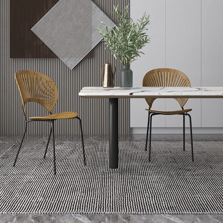 Metal Base Dining Chairs Modern Style Open Back Armless Chair