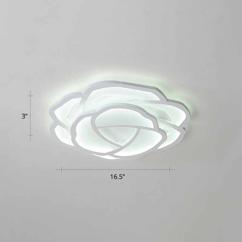 White Rose Flushmount Lighting Minimalistic Acrylic Surface Mounted Led Ceiling Light for Bedroom