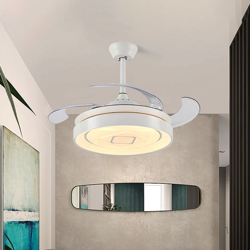 Rundmetall-Metall-Halbblus-Mount Moderne LED 42 "W Wohnzimmer 4 Klingen Hängende Lüfterlicht in Weiß, Fernbedienung/Wandsteuerung/Frequenzumwandlung und Fernbedienung