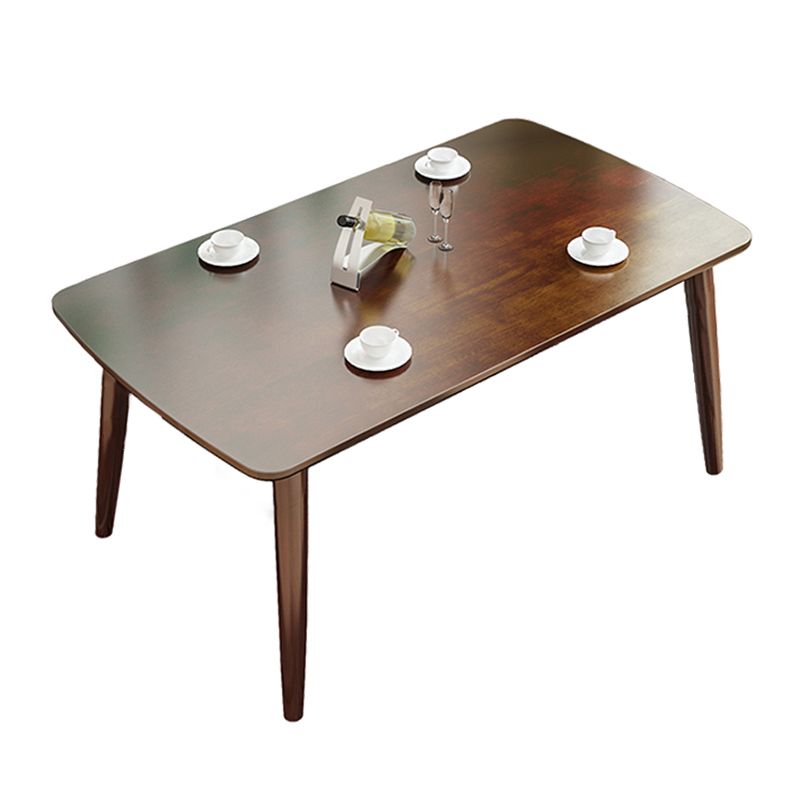 Rectangle 4 jambes Table à manger moderne Table brun Table fixe avec bois massif