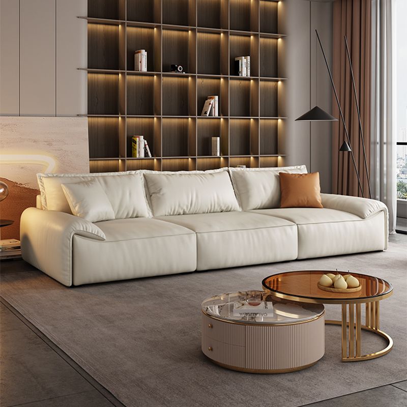 Contemporary Solid Color Pillow Top Arm Sofa For Living Room