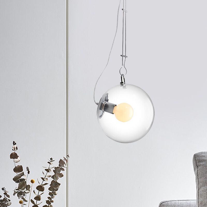 1-licht bedplafond hanger minimalistisch chroom hangend licht met bolhuidige glazen schaduw