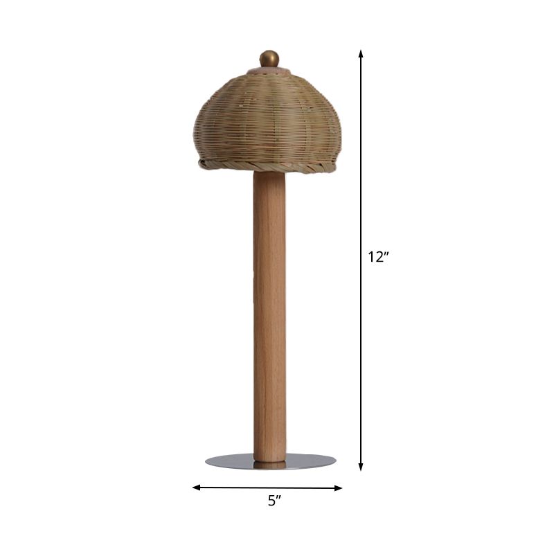 Lampada da scrivania piccola giapponese con 1 lampadina, in legno lavorato a mano, con paralume in bambù