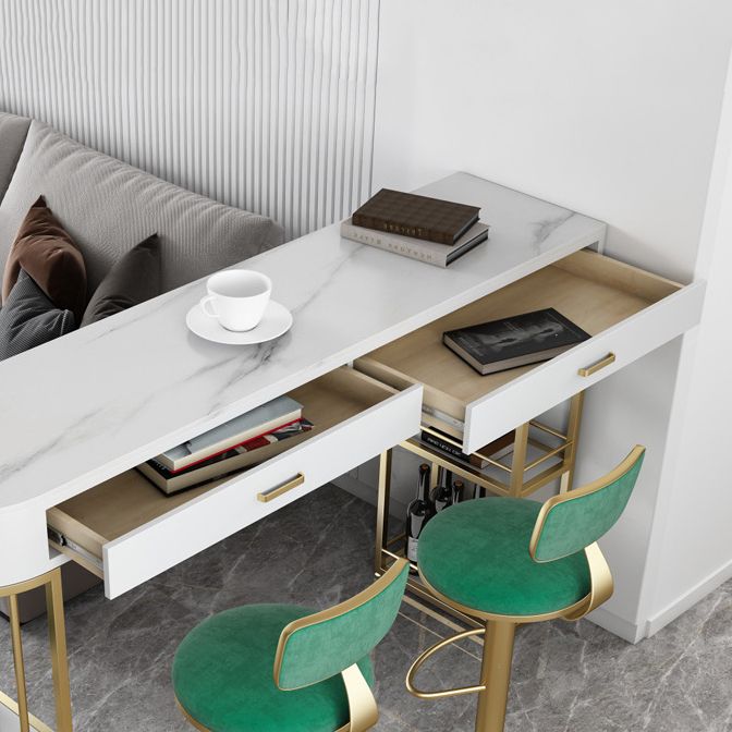 Glam Style Stone Bar Table 1/3/4 Pieces Counter Table with Upholstered Stools