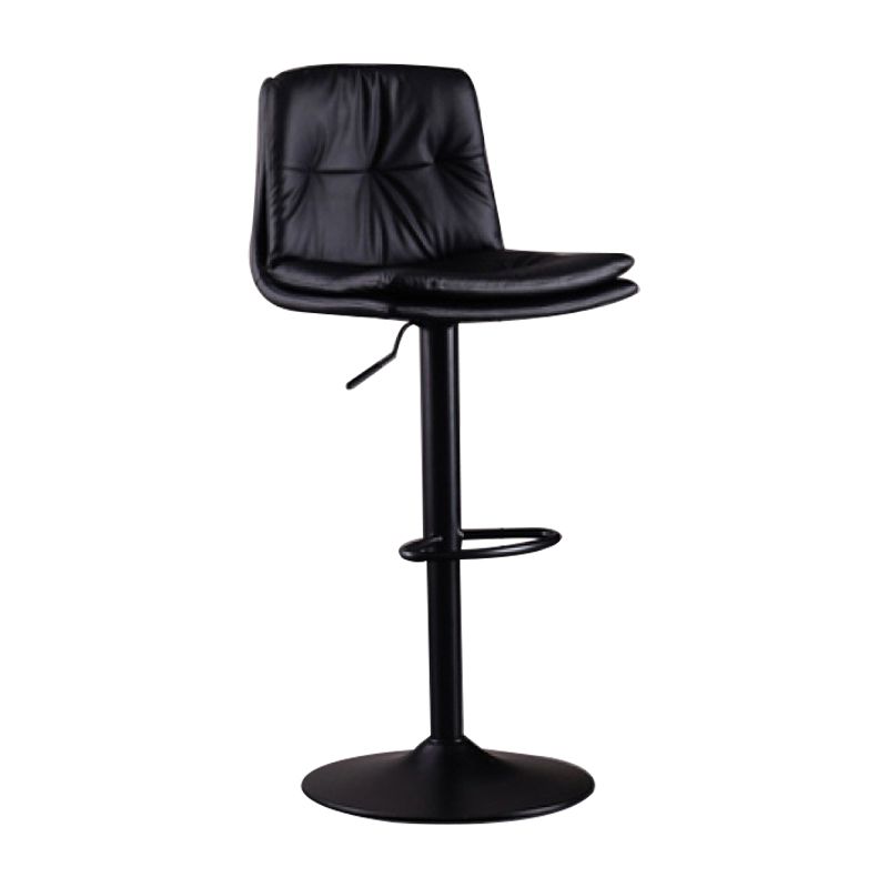 Modern Swivel Adjustable Height Barstool Matte Finish Leather Stool