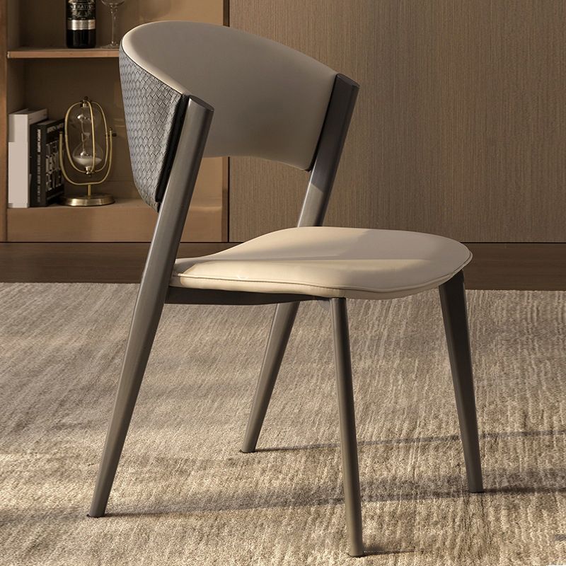 Dining Room Upholstered Chair Home Open Back Faux Leather Dining Chair