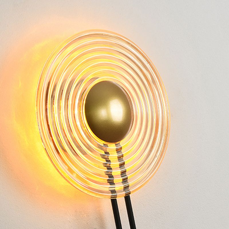 Pronzo della parete a led in oro in vetro in stile artistico moderno lampada a parete circolare in ferro laccata per camera da letto