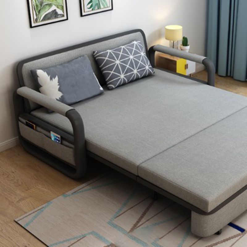 33.46" H Linen Contemporary Square Arm Sofa Bed Foldable Sofa