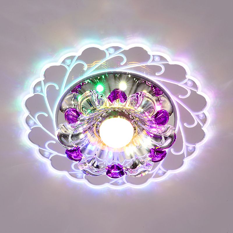 Plafonnier encastré en cristal à bord biseauté transparent Bloom LED couloir chaud / multicolore lampe fluorescente moderne