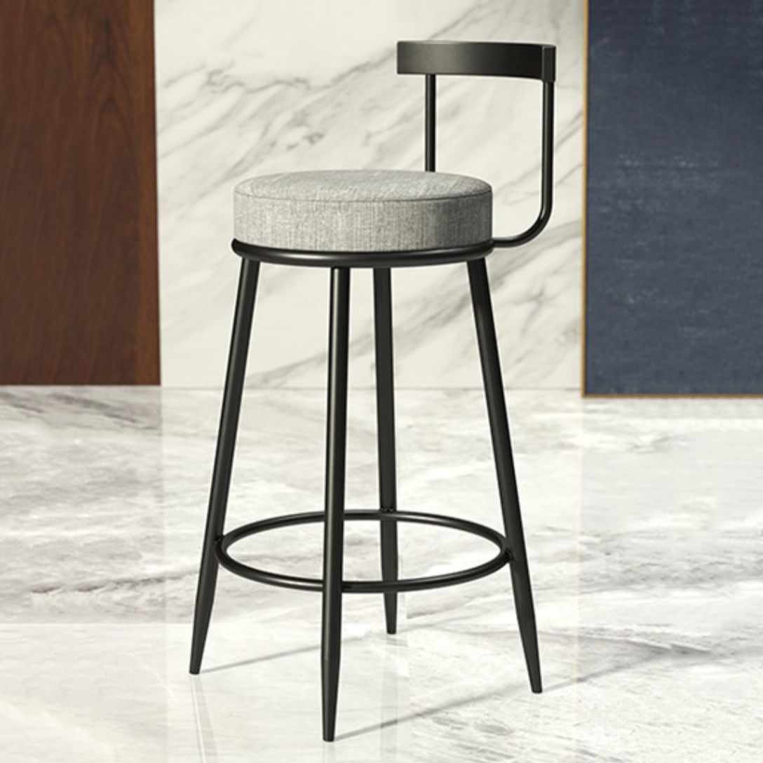 Industrial Armless Backrest Counter Stool Iron Cafe Bar Stool with Cushion and Pedal