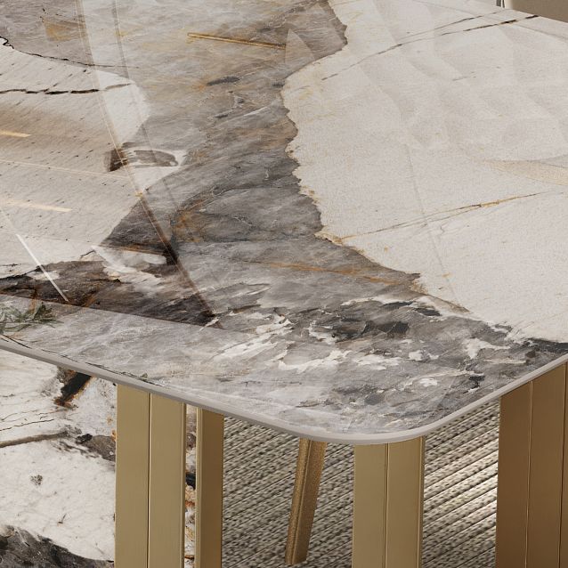 Luxury 1/3/4/5/6 Pieces Dining Set Sintered Stone Dining Table with Leather Chairs