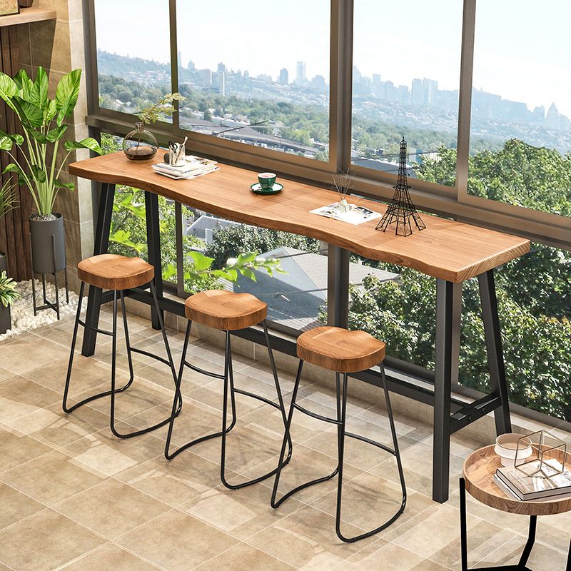 1/4 Pieces Industrial Rectangular Pub Table Set Wooden Counter Table with Backless Stools