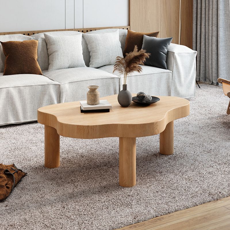 Nordic Cocktail Table 3 Legs Solid Wood Free Form Single Coffee Table