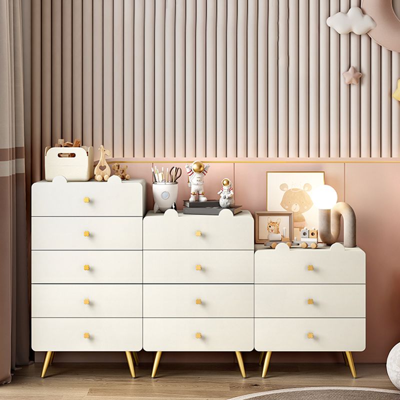 White and Pink Bedroom Dresser Modern Style Wooden Storage Chest with Multi Drawers