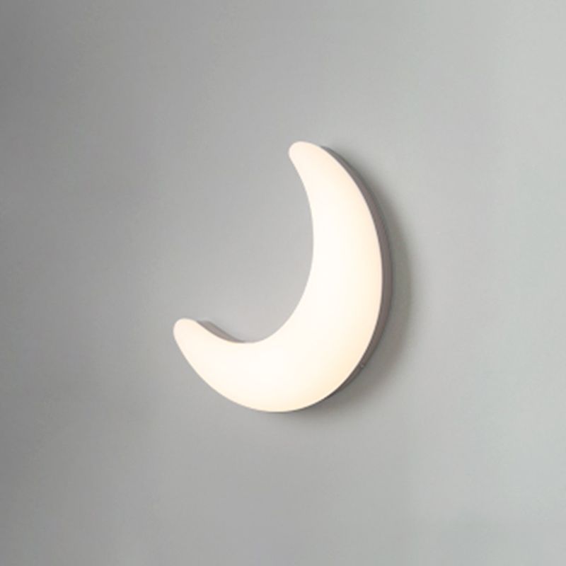 Moon Shape Wall Lamp 1-Light LED Wall Mount Lamp with Plastic Shade for Bedroom