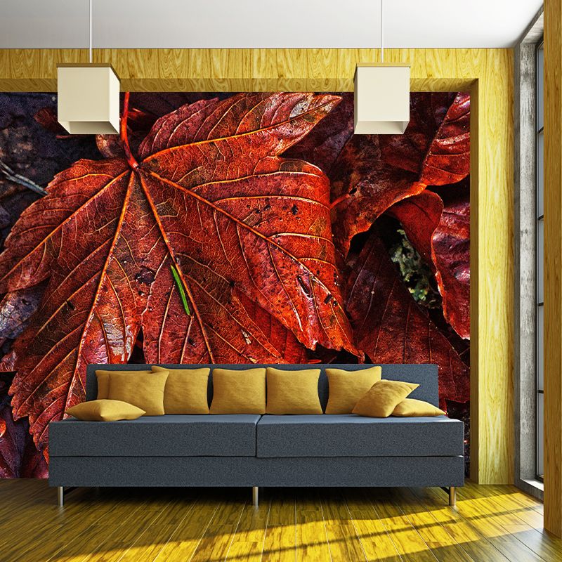 Leaf Surface Plant Wall Murals Modern Style Moisture Resistant Wall Covering