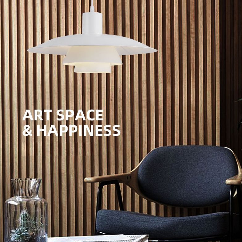 Diseño de capas blancas puras luz colgante de 1 luces Minimalismo Nórdico estilo de iluminación suspendida para cafetería